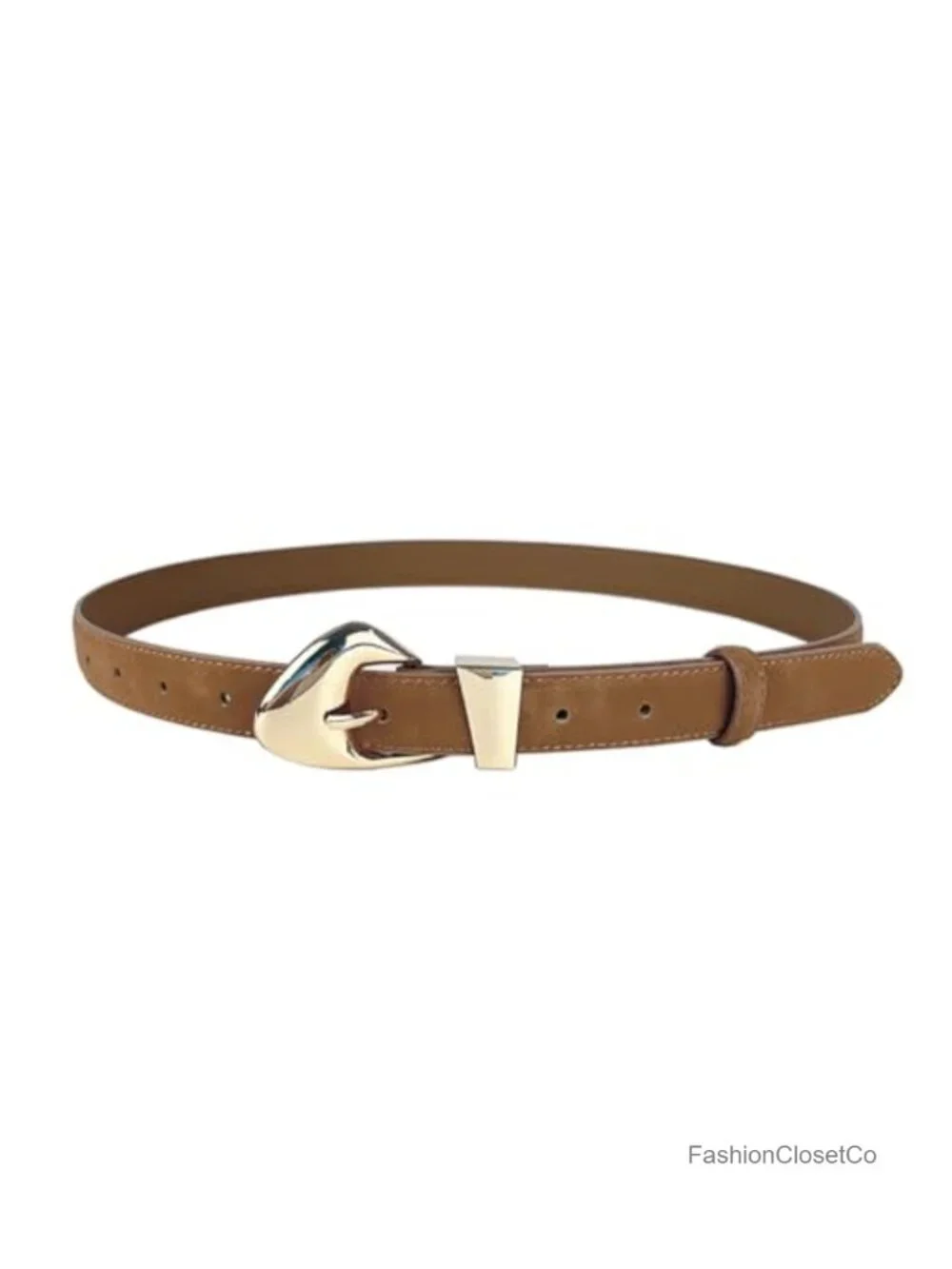 Women's Leather Suede Belts for Jeans Dress Pants Waist Belts with Gold Buckle